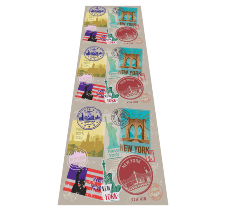 Bedroom vinyl rug old nyc collage design - TenStickers