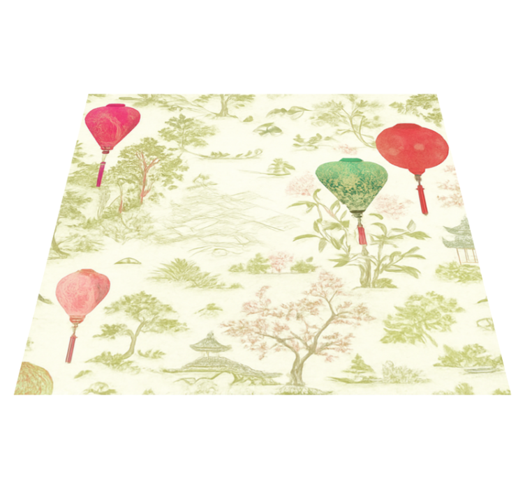 Bedroom vinyl rug with oriental chinoiserie scene - TenStickers