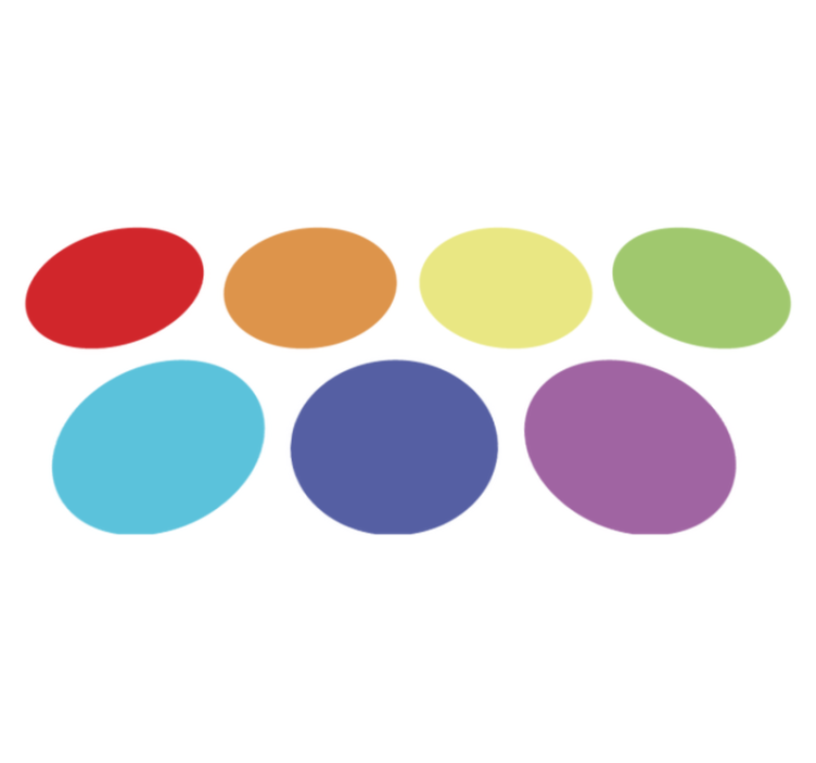 Geometric vinyl rug in rainbow large dots - TenStickers