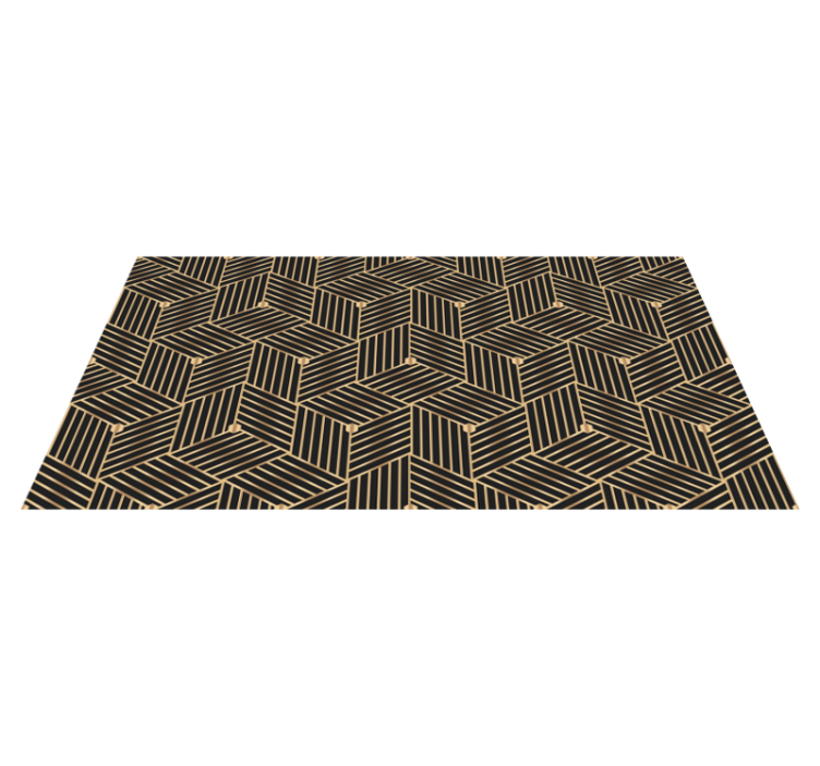 Geometric vinyl rug with golden geometric design - TenStickers
