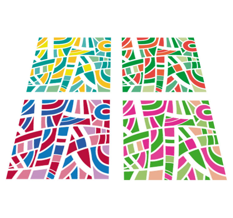 Geometric vinyl rug multicolor tiles - TenStickers