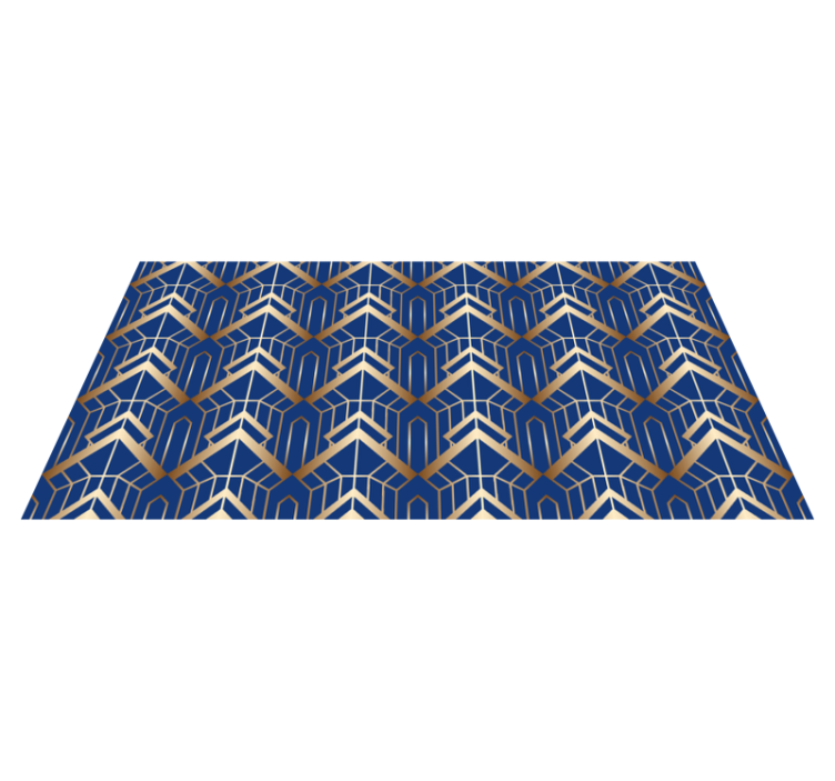 Geometric vinyl rug in modern blue and gold design - TenStickers