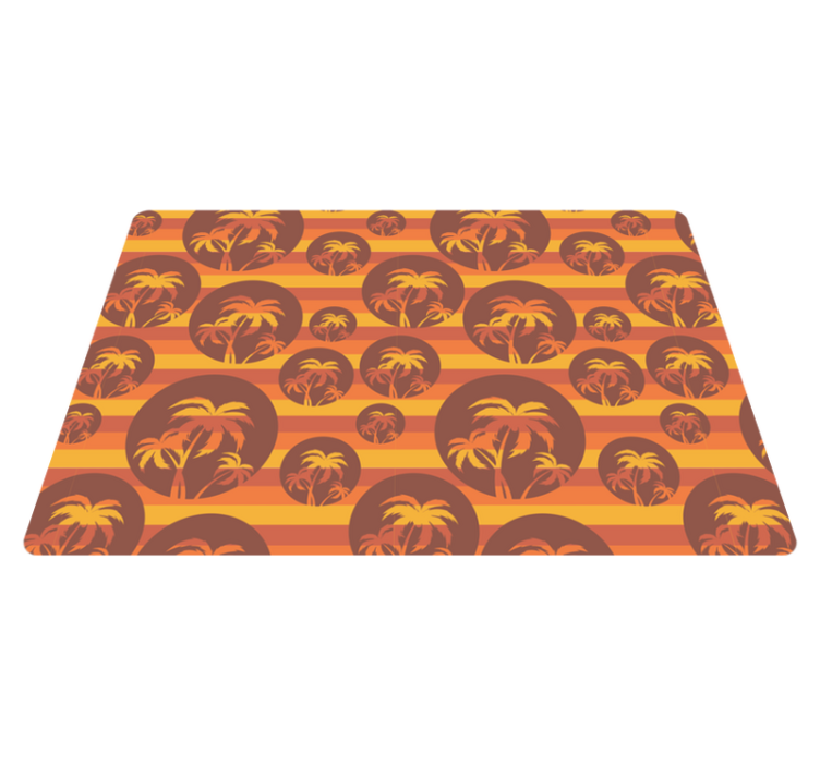Geometric vinyl rug retro sunset and palms pattern - TenStickers