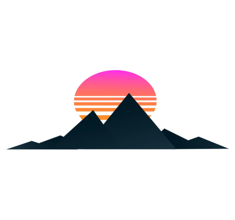 Geometric vinyl rug in mountain sunset design - TenStickers