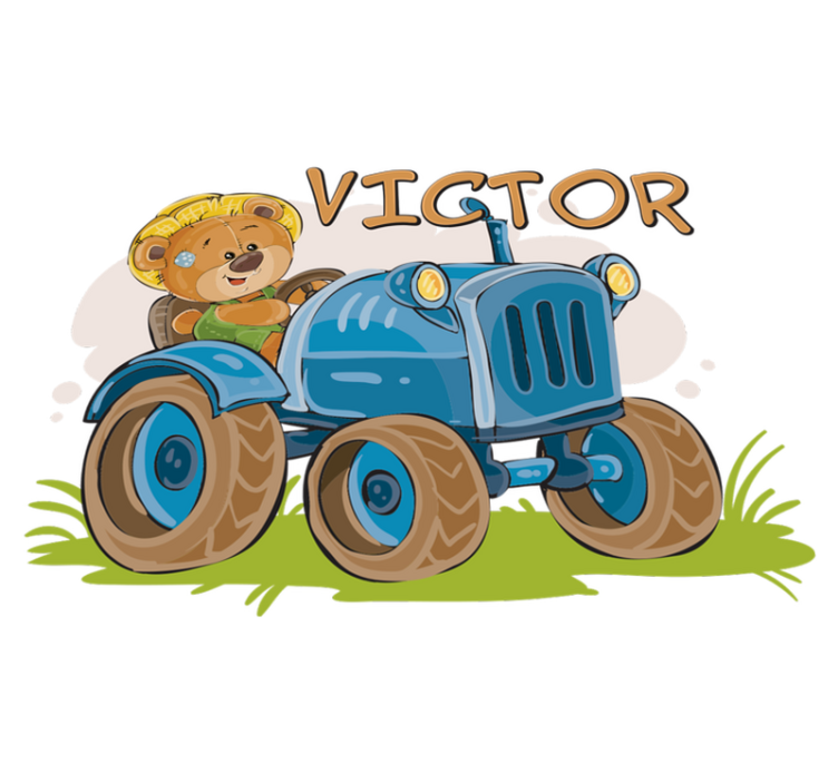 Kids vinyl rug customizable tractor design - TenStickers