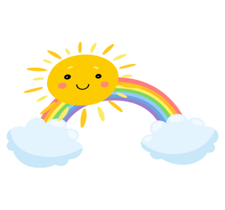 Kids vinyl rug featuring sky cartoon sun and rainbow - TenStickers