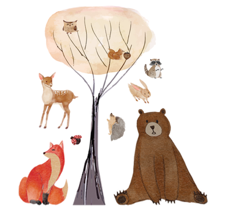 Kids vinyl rug with forest animals and tree - TenStickers