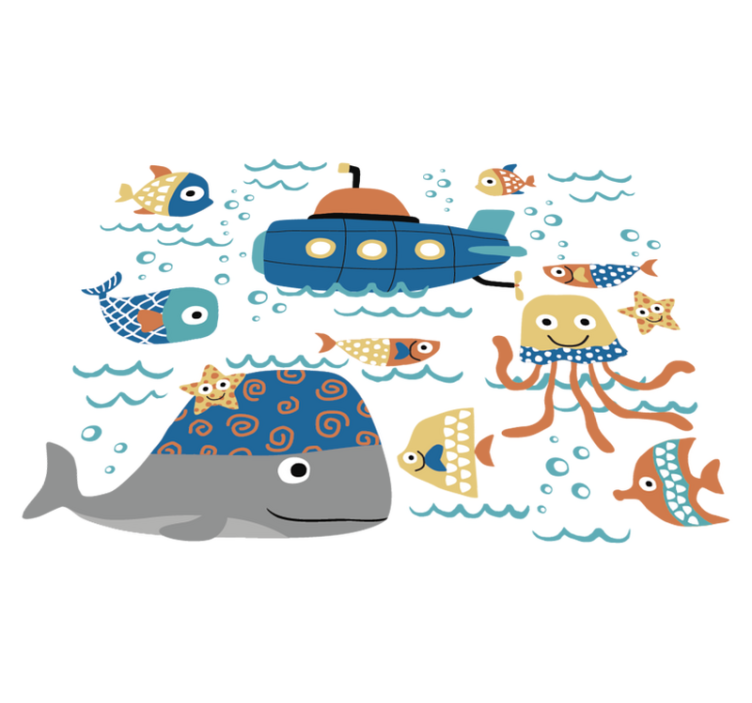Kids vinyl rug with ocean themes - TenStickers
