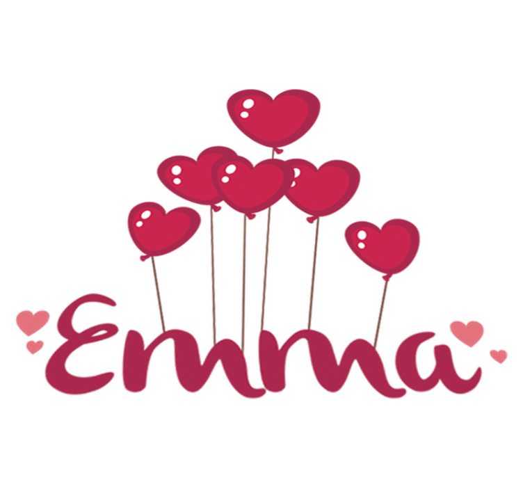 Kids vinyl rug heart balloons with name - TenStickers