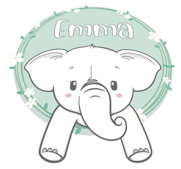 Kids vinyl rug personalized elephant - TenStickers