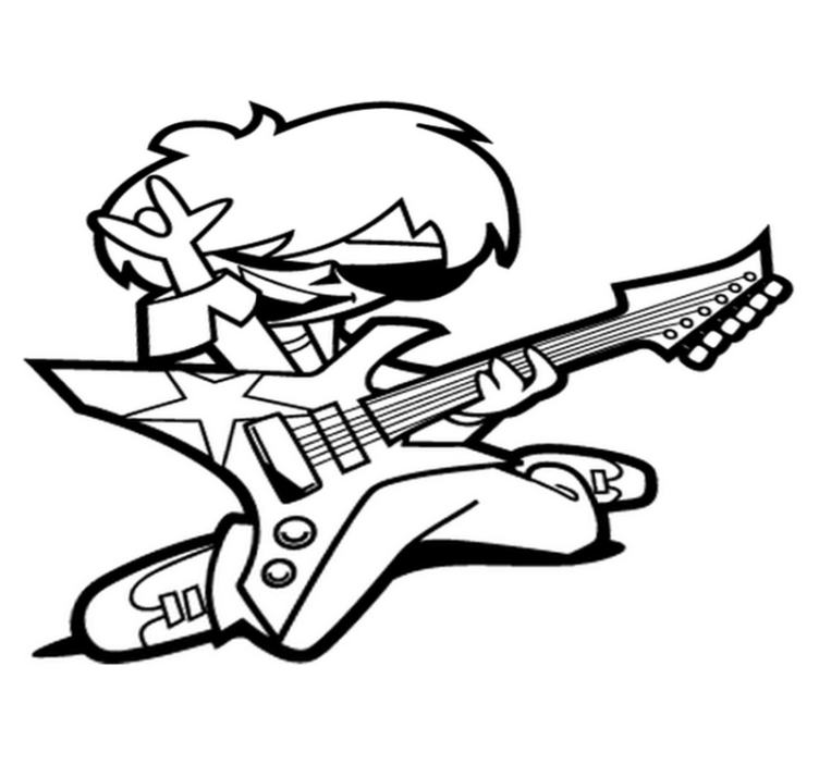 Kids vinyl rug teenage guitarist design - TenStickers