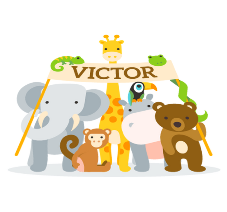 Kids vinyl rug featuring friendly animal names - TenStickers