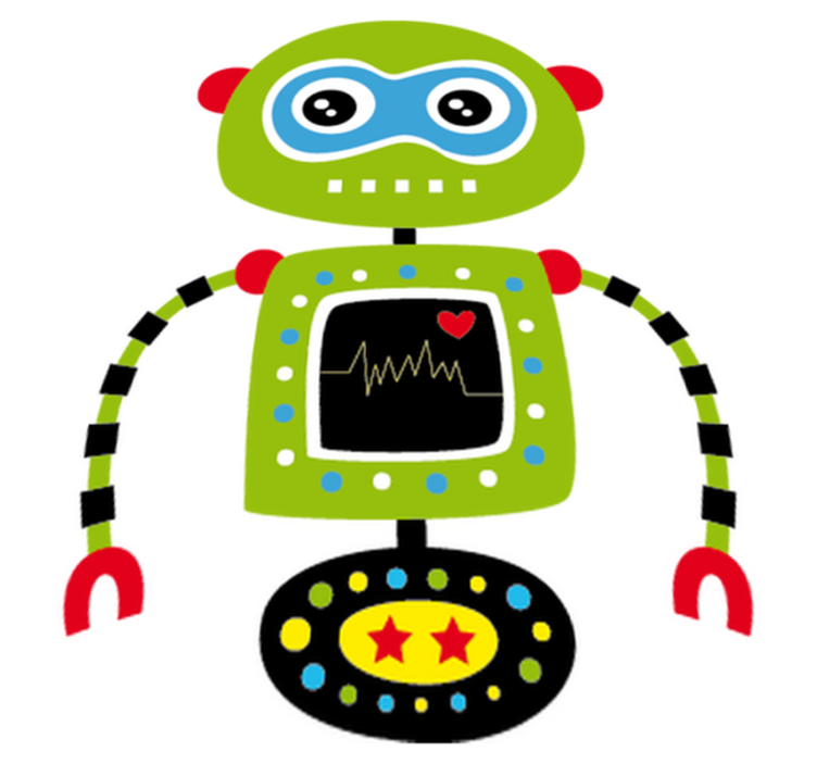 Kids vinyl rug featuring a green robot design - TenStickers