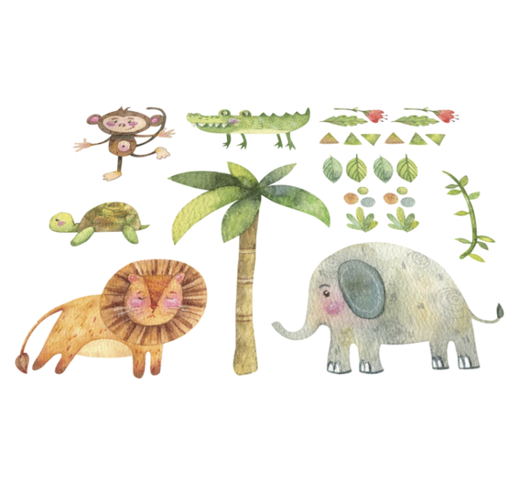 Kids vinyl rug watercolor jungle animals - TenStickers