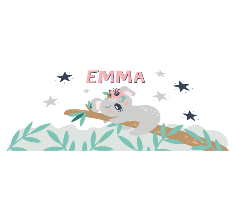 Kids vinyl rug cute koala personalized for girl - TenStickers
