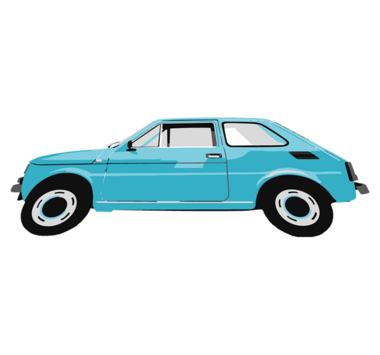 Kids vinyl rug featuring a blue vintage car - TenStickers