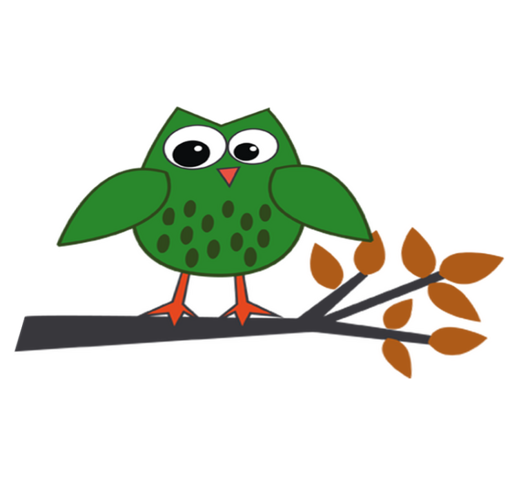 Kids vinyl rug green owl on a branch - TenStickers