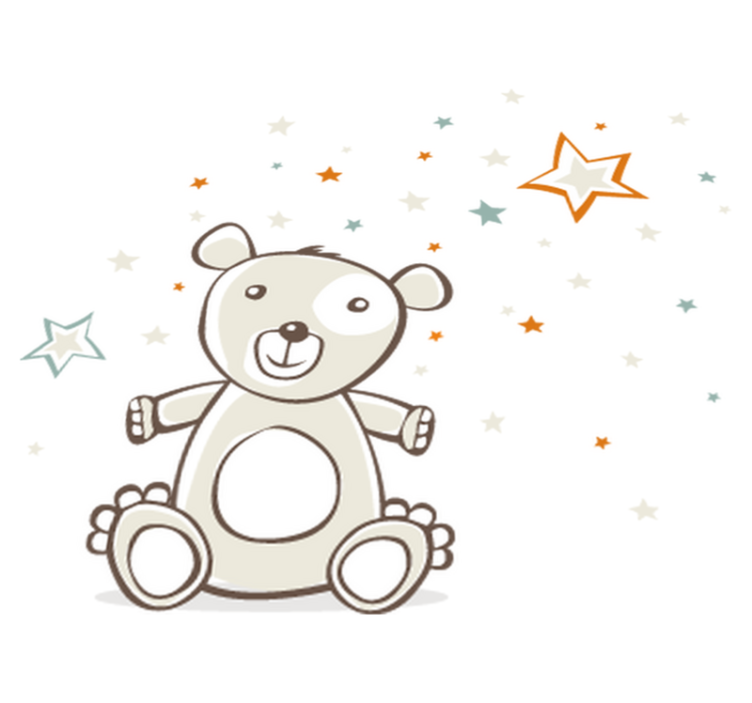 Kids vinyl rug teddy bear with stars - TenStickers