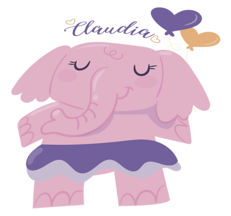 Kids vinyl rug pink elephant personalized - TenStickers