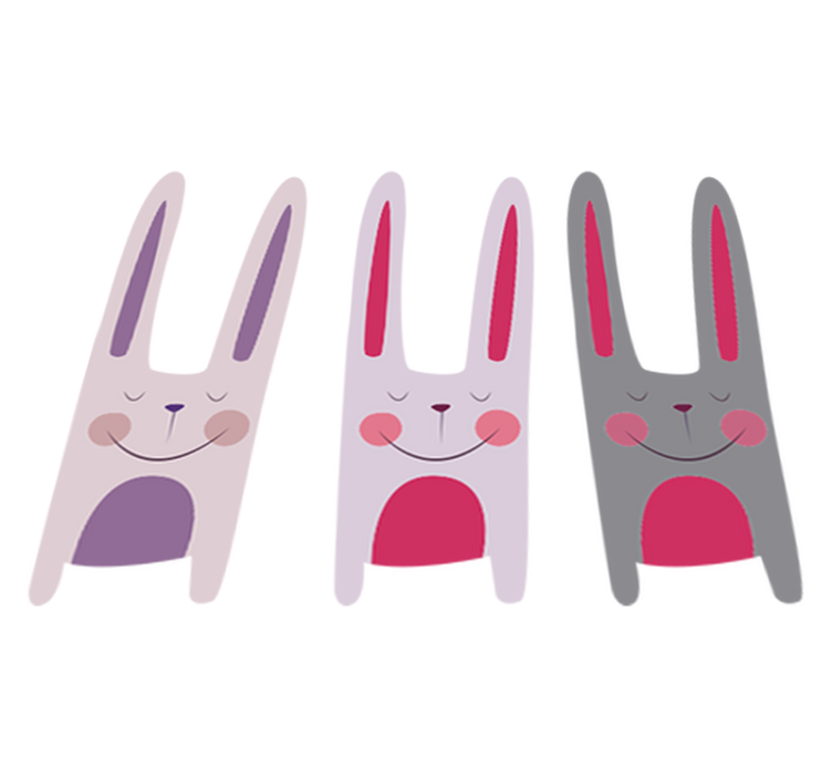 Kids vinyl rug three joyful bunnies - TenStickers
