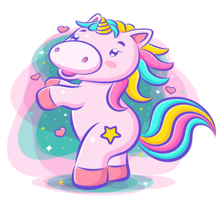 Kids vinyl rug smiling colorful unicorn - TenStickers