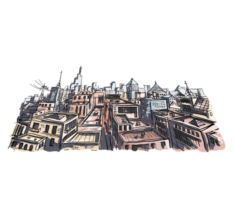 Aquarella city bedroom vinyl rug - TenStickers