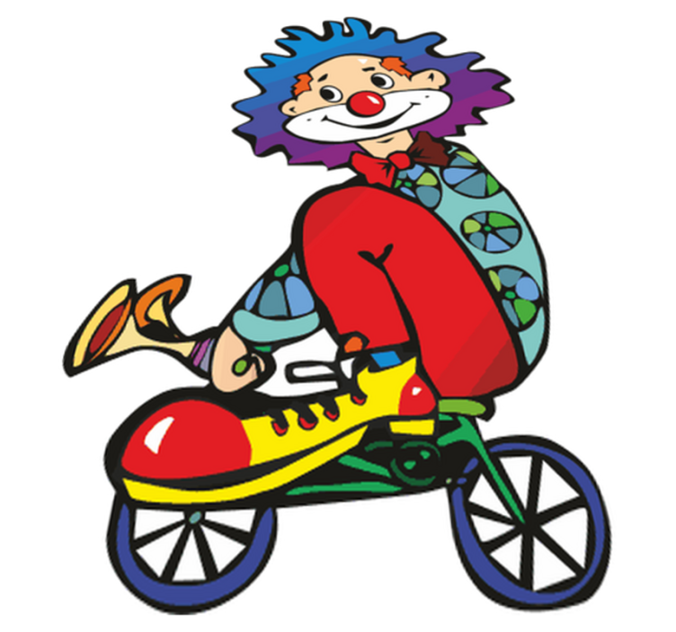 Kids vinyl rug clown on a bike - TenStickers