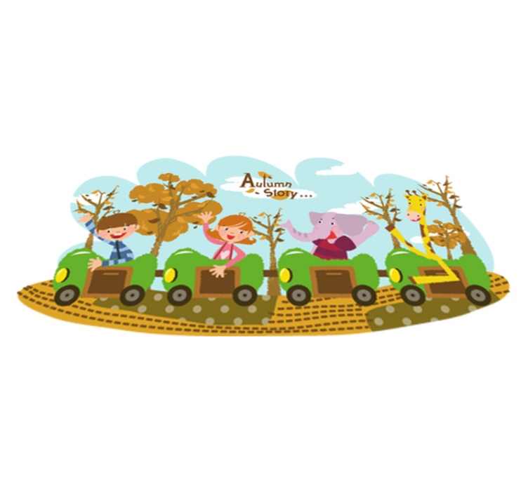 Kids vinyl rug train in autumn - TenStickers