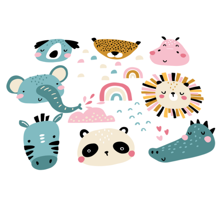 Kids vinyl rug with little animals in nordic style - TenStickers