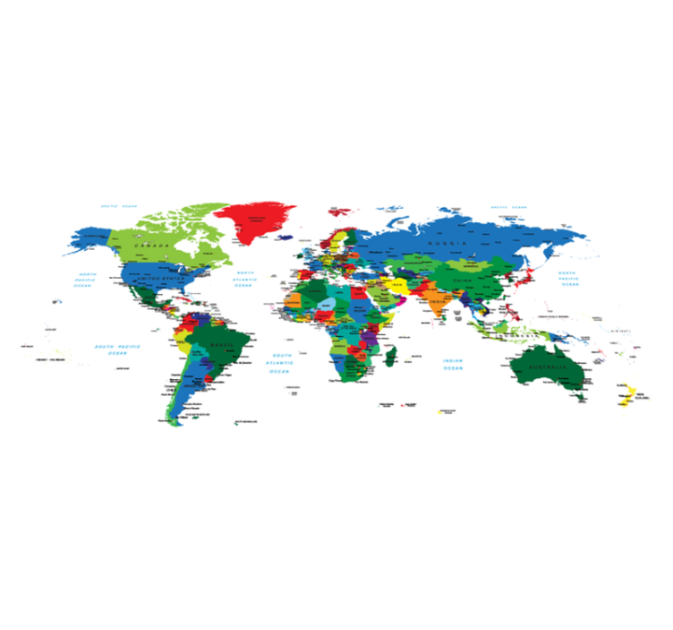 World map vinyl rug in full color - TenStickers