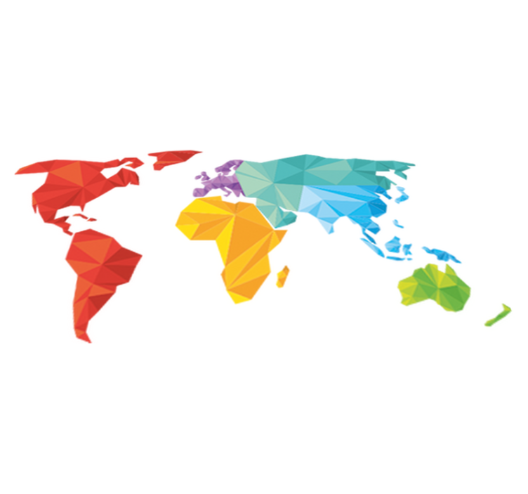 World map vinyl rug geometric wall map vinyl - TenStickers