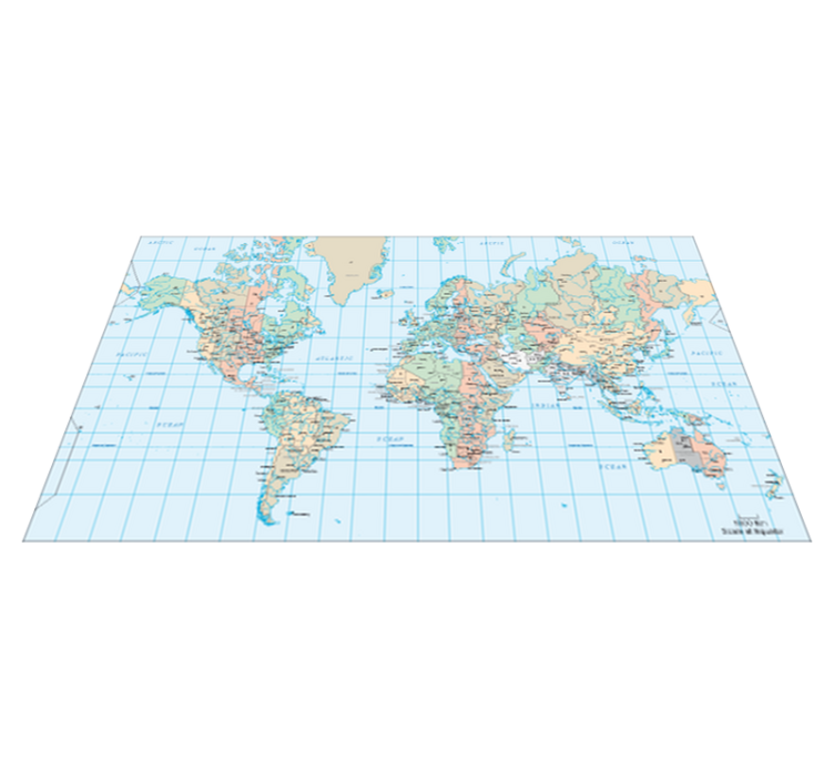 World map vinyl rug english timetable - TenStickers