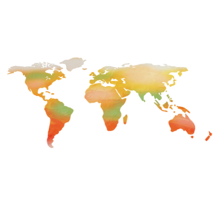 World map vinyl rug in warm color shades - TenStickers