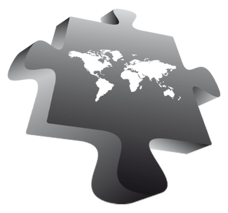 World map vinyl rug in black puzzle piece design - TenStickers