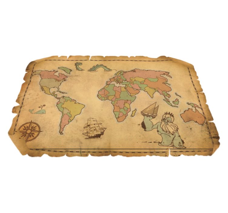 Ancient vintage design world map vinyl rug - TenStickers
