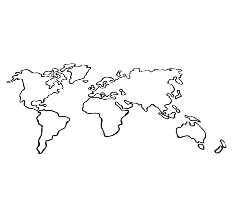 World map vinyl rug in a monochrome design - TenStickers