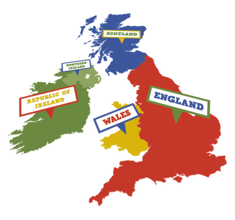 World map vinyl rug in vibrant great britain - TenStickers