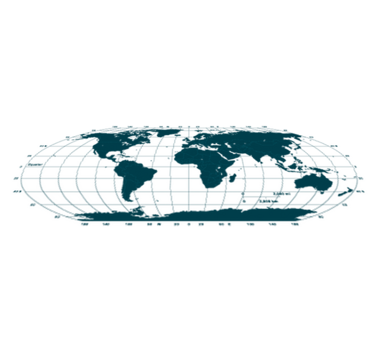 Blue meridians world map vinyl rug - TenStickers