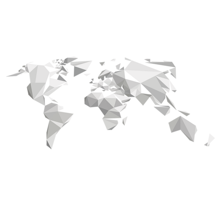 World map vinyl rug in grey origami design - TenStickers