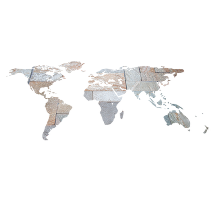 Grey marble effect world map vinyl rug - TenStickers