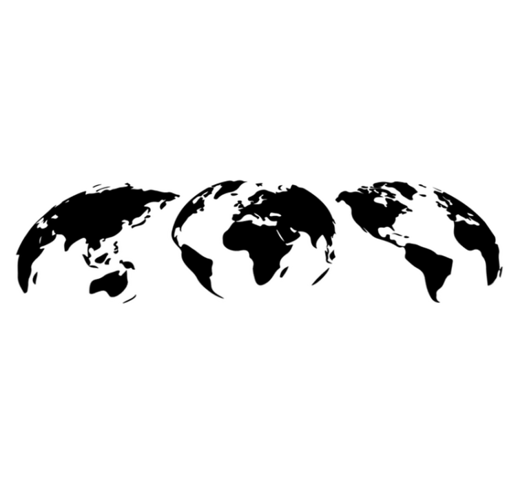 3 earth maps of each continent world map vinyl rug - TenStickers