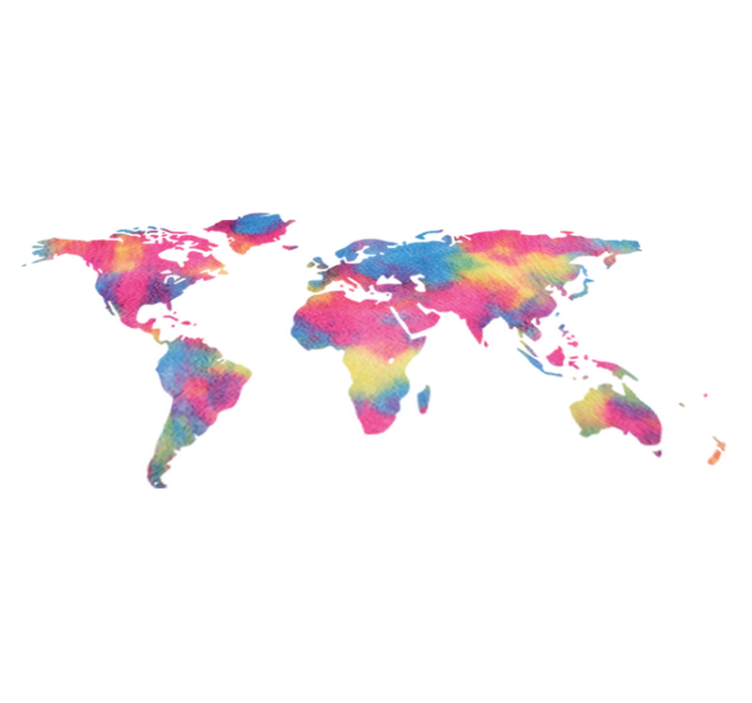 World map vinyl rug in tie dye pattern - TenStickers
