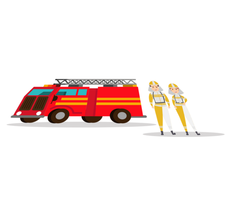 Kids vinyl rug firefighter man and woman car - TenStickers