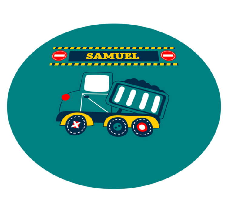 Kids vinyl rug personalised construction truck - TenStickers