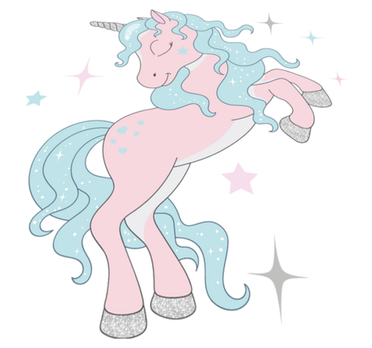 Kids vinyl rug with shimmering unicorns design - TenStickers