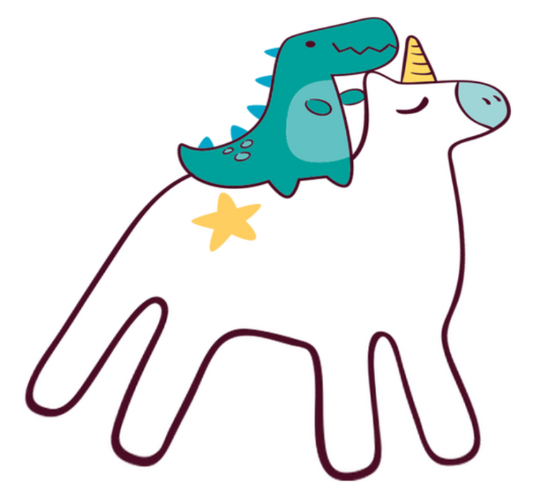Kids vinyl rug with unicorn and dinosaur design - TenStickers