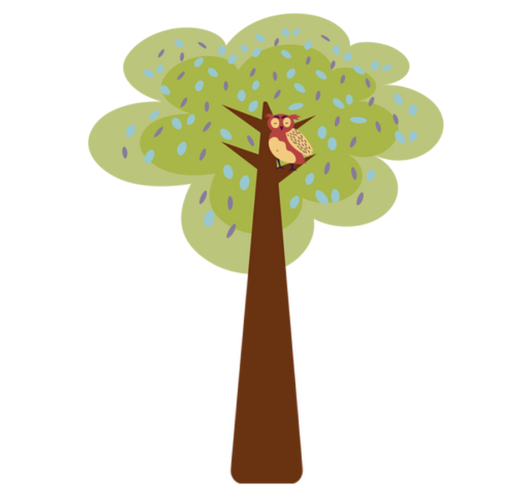 Kids vinyl rug minimalistic colorful tree with owl - TenStickers