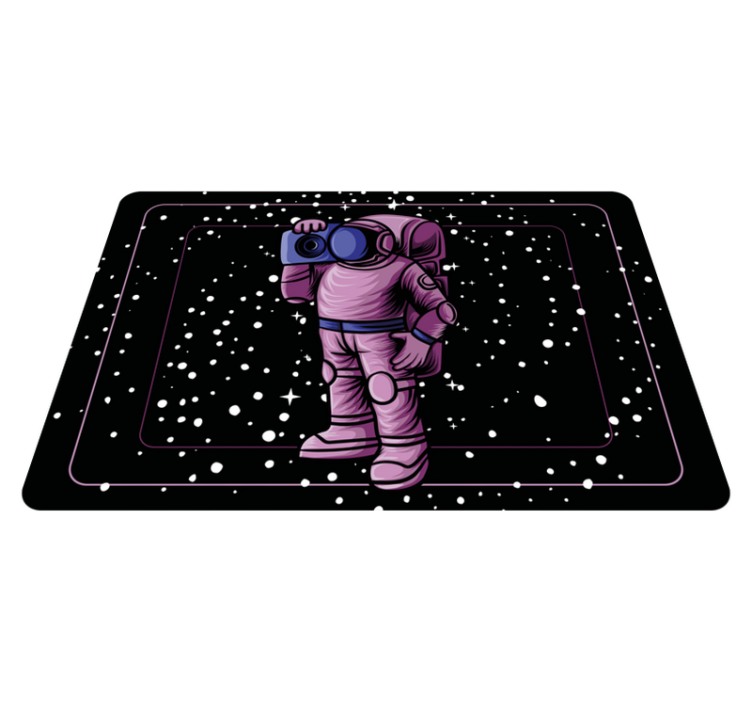 Kids vinyl rug with astronaut holding radio tape - TenStickers