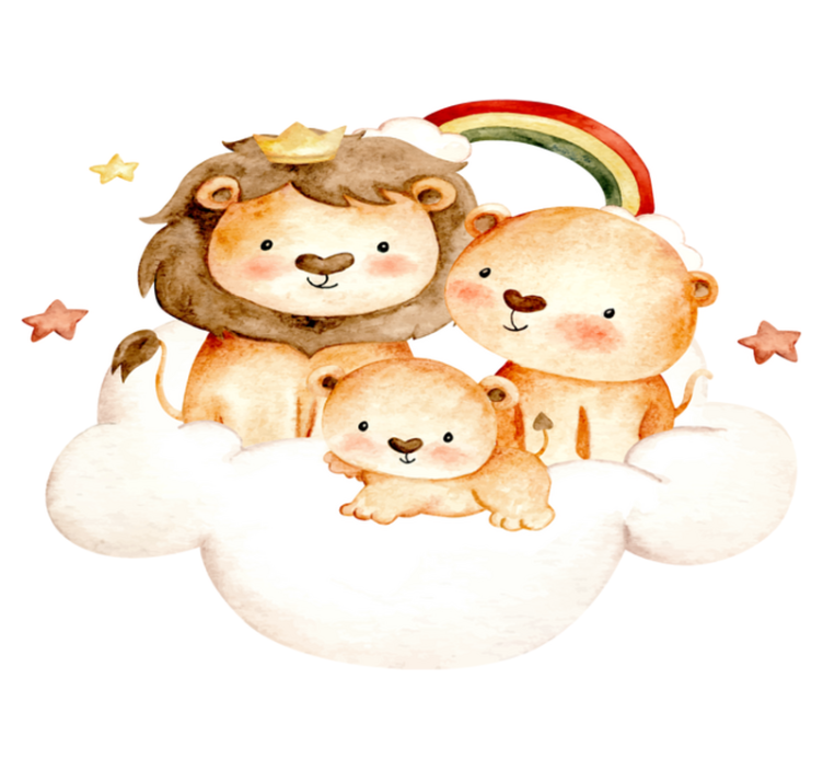 Kids vinyl rug featuring baby animals, stars, and clouds - TenStickers