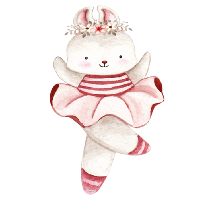 Kids vinyl rug rabbit ballerina in roses - TenStickers